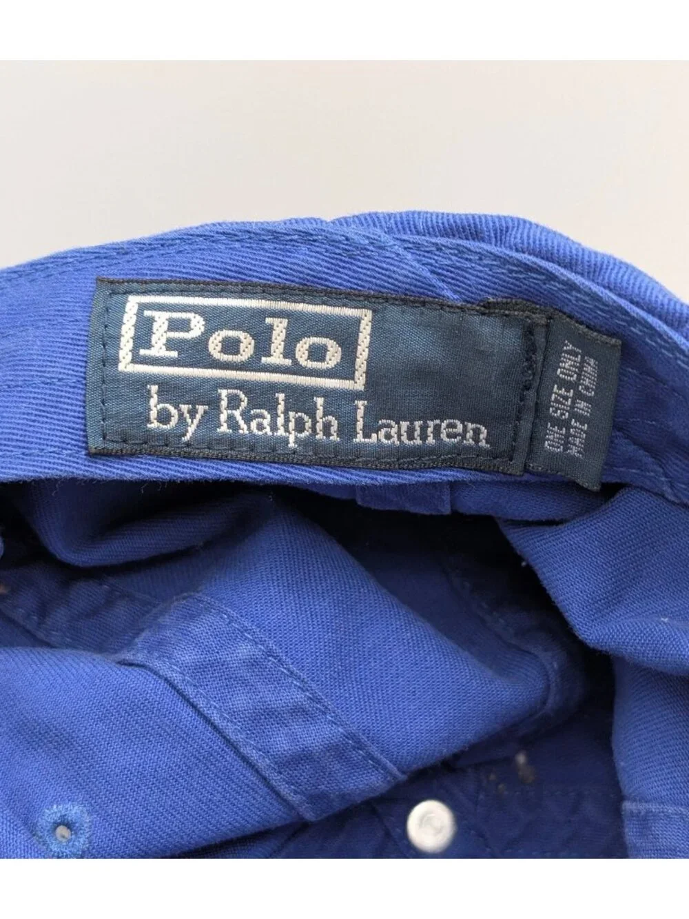 Vintage Polo Ralph Lauren Hat Blue Orange Pony Logo Leather Strap Back Y2K